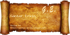 Ganter Ervin névjegykártya